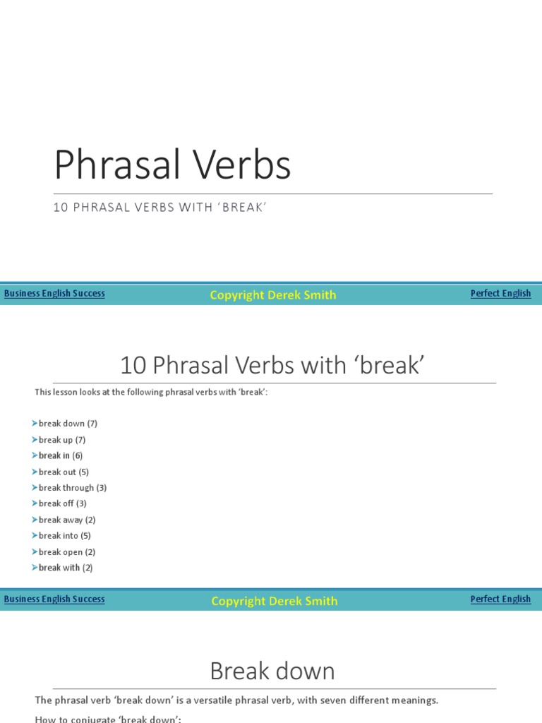 Phrasal Verbs Break Pdf Perfect Grammar Verb
