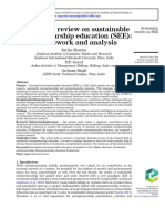 Systematic Review On Sustainable Entrepreneurship Education (SEE) : A Framework and Analysis
