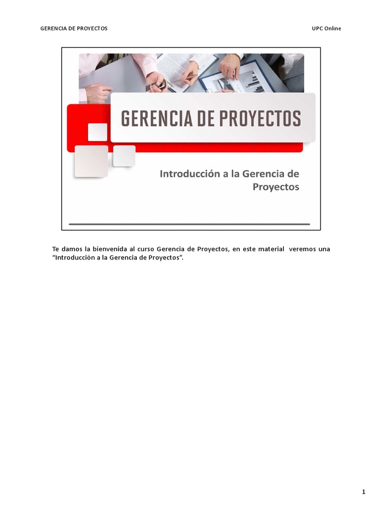 Introducción a la Gerencia de Proyectos | PDF | Gestión de proyectos ...
