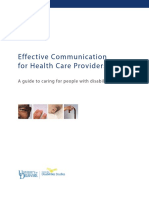 Effective Communication For Health Care Providers: A Guide To Caring For People With Disabilities
