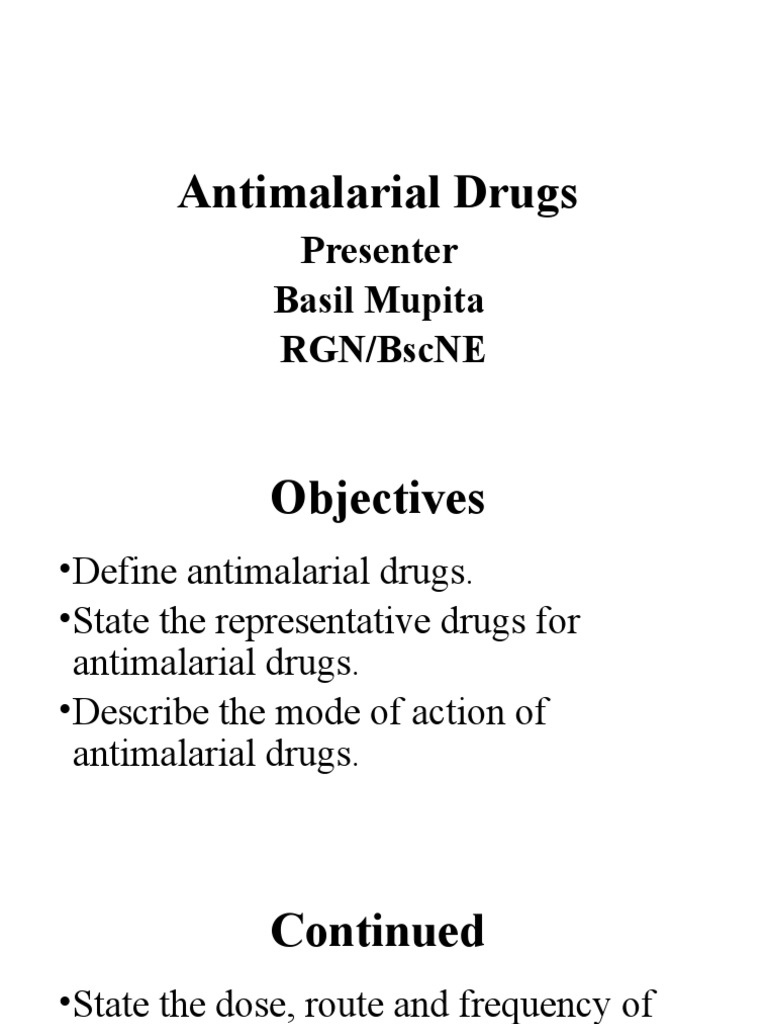Overview of Antimalarial Drugs | PDF | Malaria | Medical Specialties