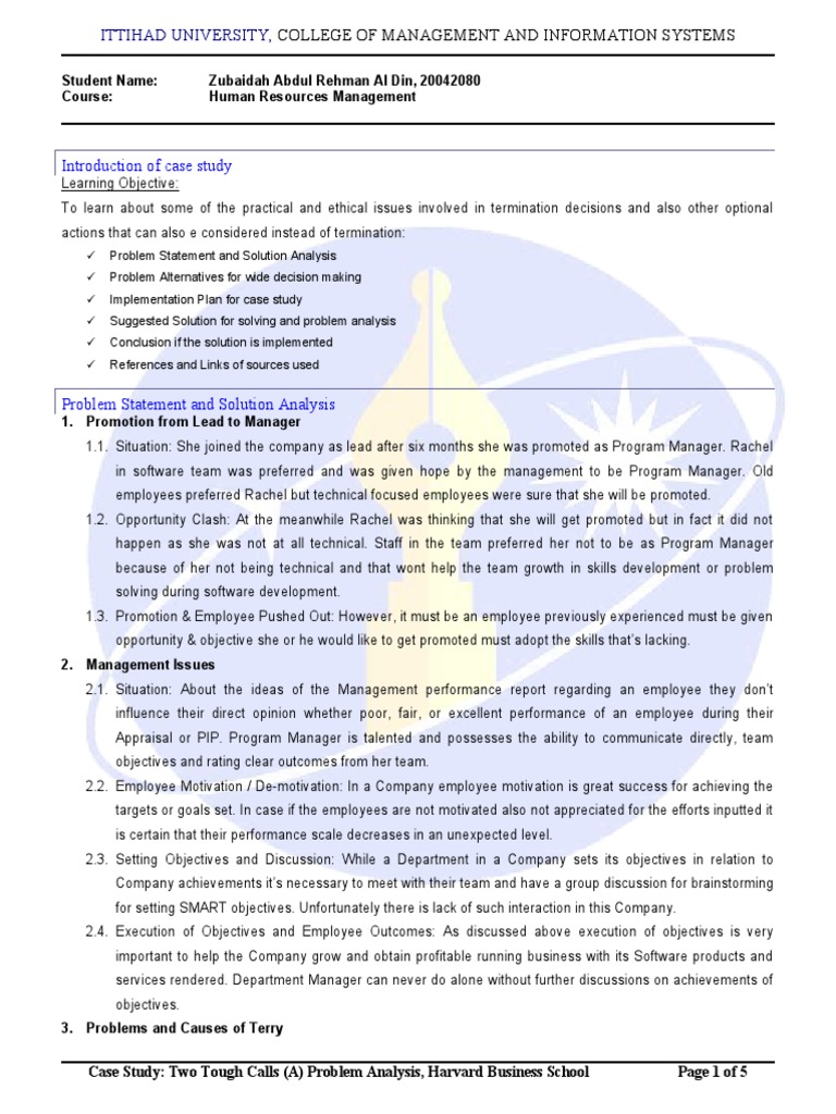 HR Management Case Study Analysis | PDF | Human Resource Management ...