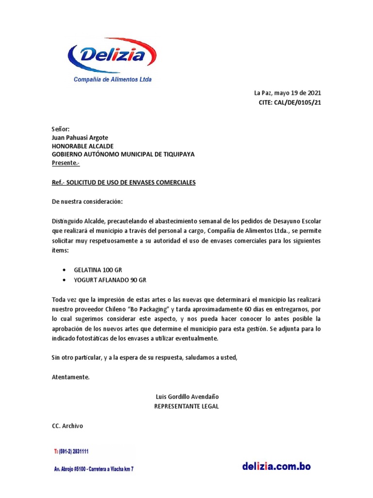 Nom Letter Carta De No Comercialización – FTNWIK