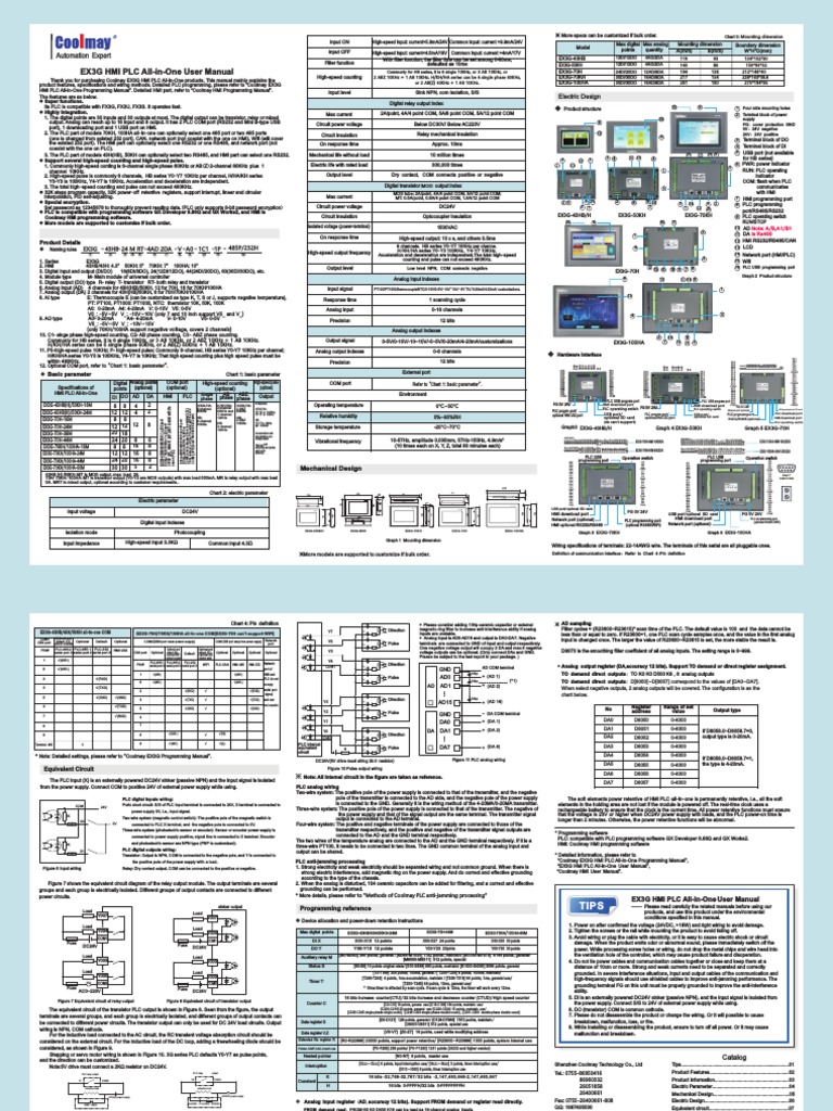 EX3G HMI PLC User Manual | PDF | Programmable Logic Controller | Relay