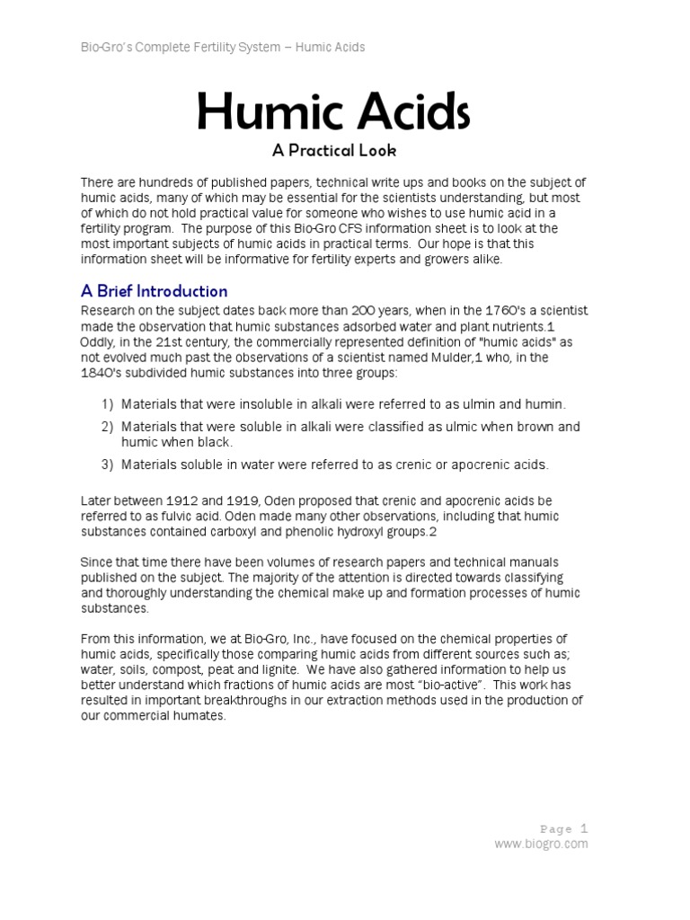 BG CFS 17 - Balancing Humic Acids and Humus | PDF | Soil | Chemical ...