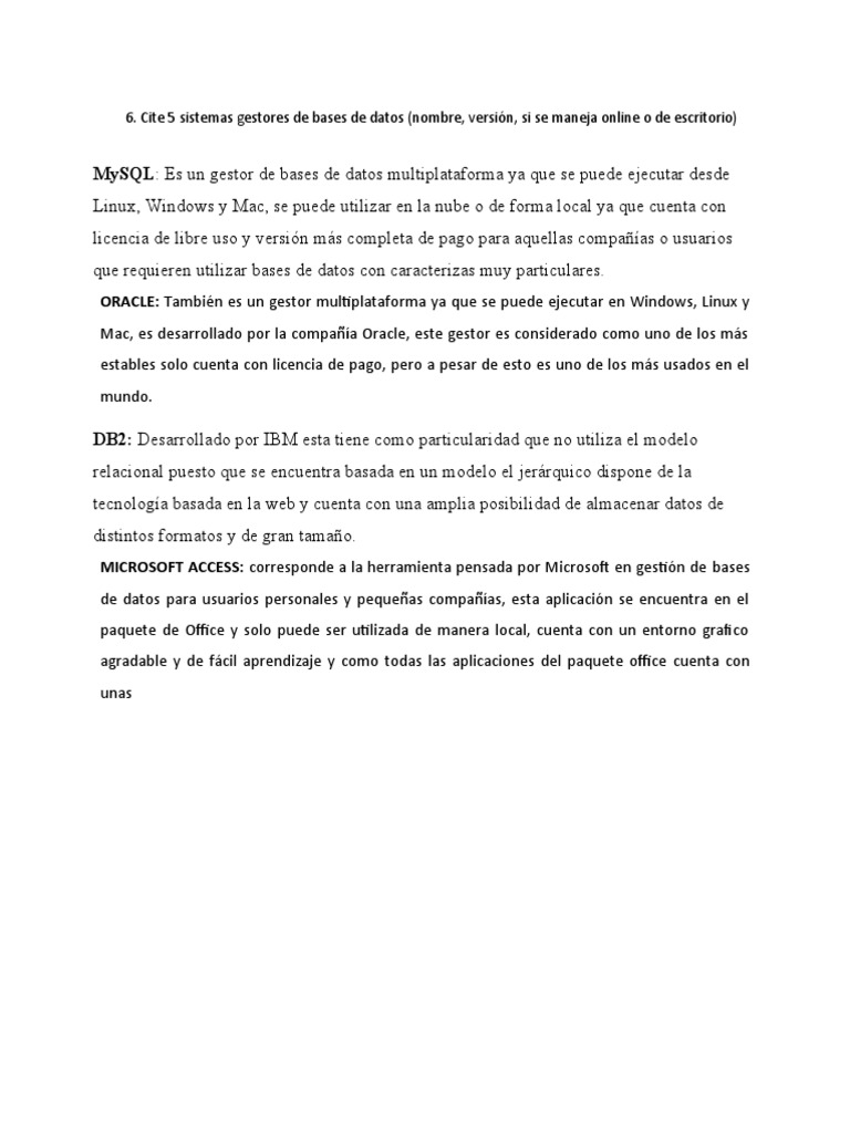 Sistemas de Gestión de Bases de Datos | PDF | Mi sql | Bases de datos