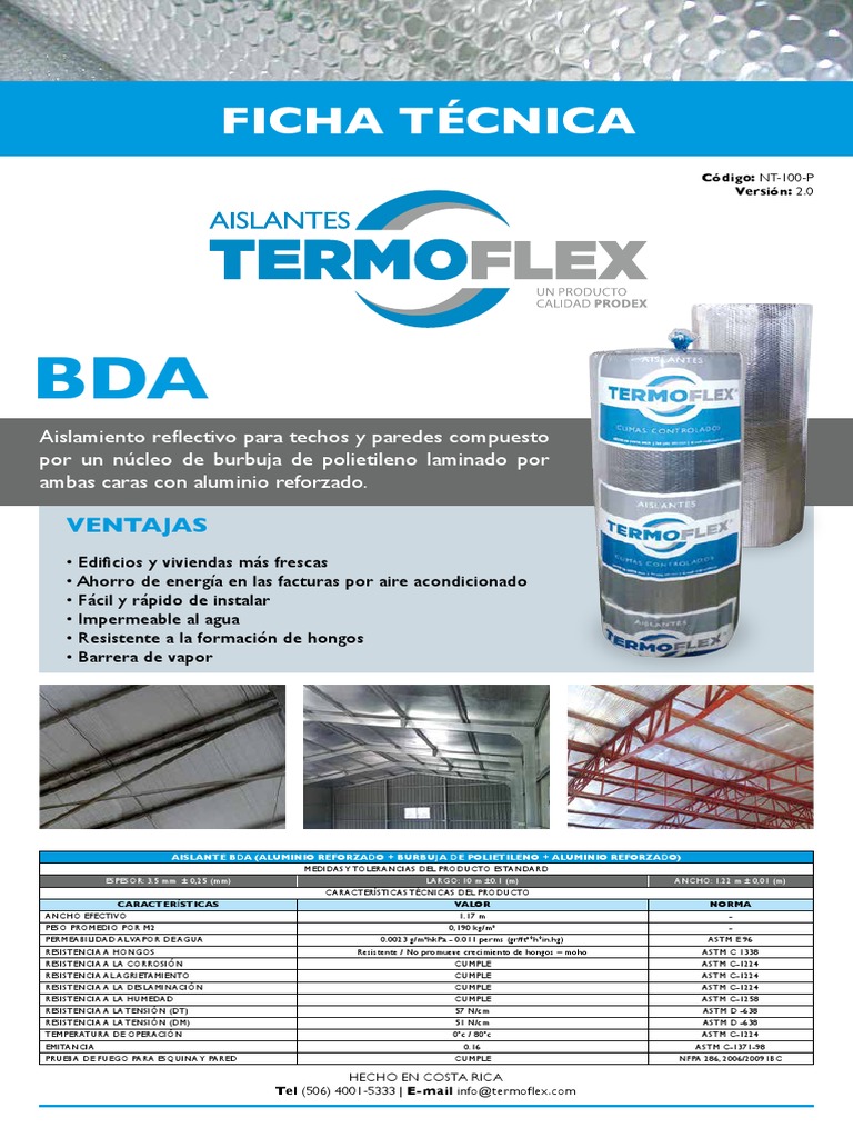 Ficha Tecnica Termoflex Asilamiento Bpa | PDF | Aislamiento térmico ...