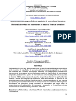 Modelos Matemáticos y Medición de Resultados de Operaciones Financieras Mathematical Models and Measurement of Results of Financial Operations