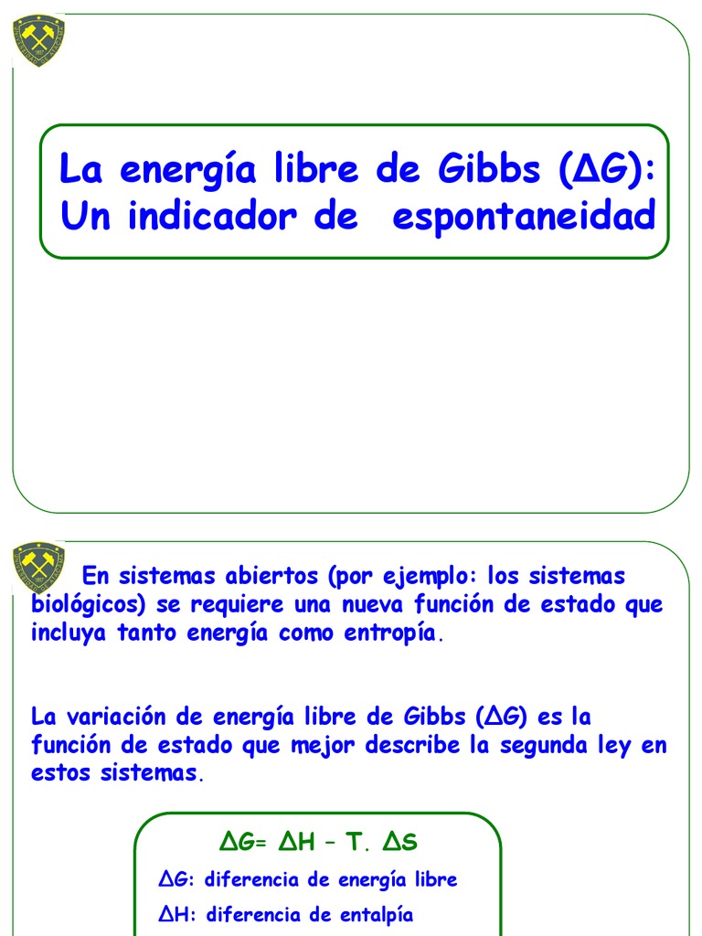 energia libre de gibbs Energía libre de Gibbs Equilibrio químico