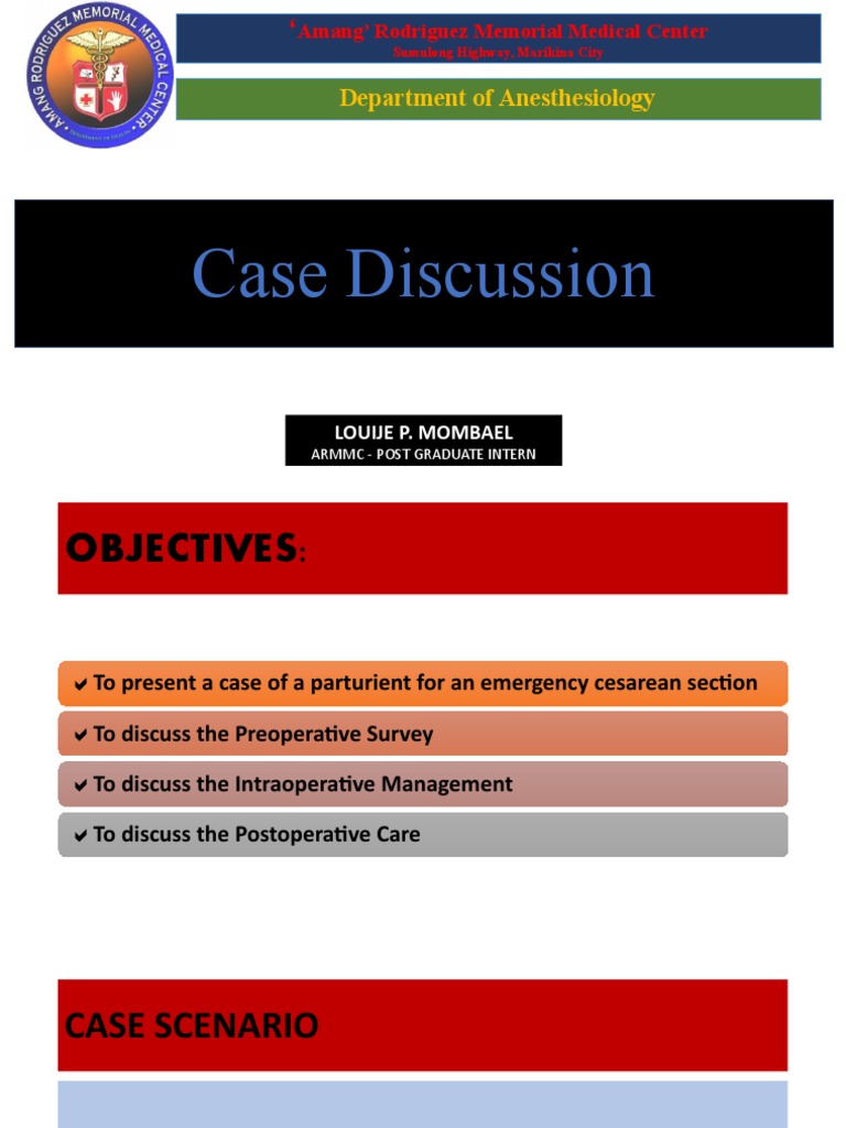 Case Discussion - Mombael | PDF | Anesthesia | Caesarean Section