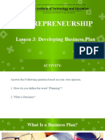 UNIT 1-Lesson 3-Developing Business Plan
