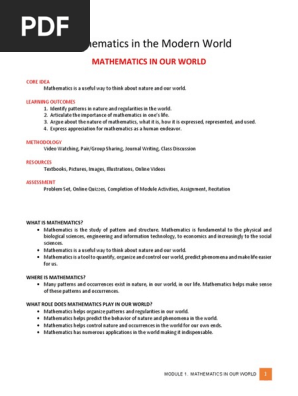 Module 1 - Mathematics in Our World