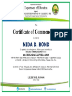 Certificate of Commendation: Nida D. Bond