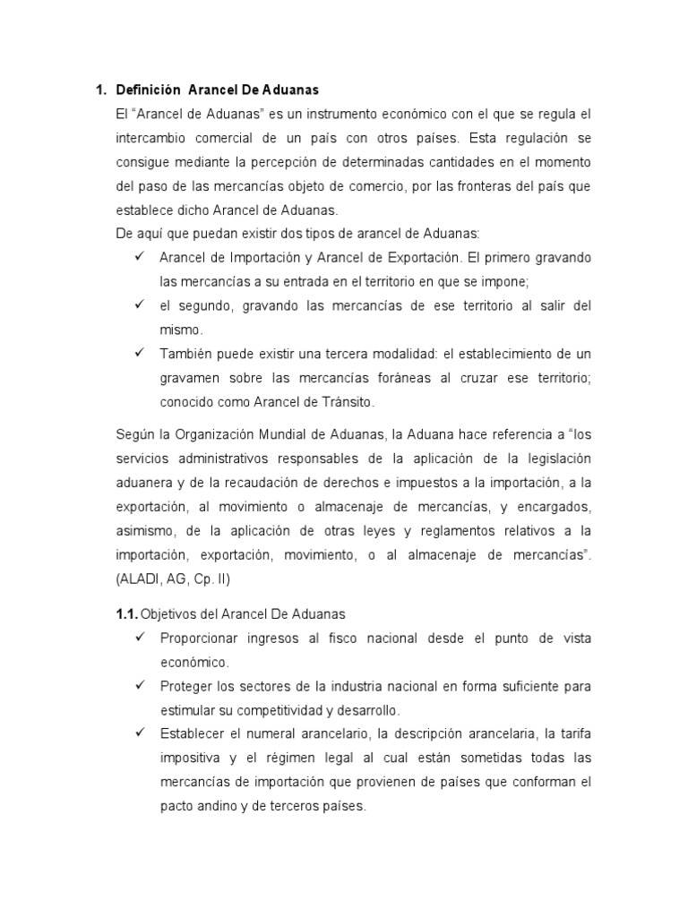 Definición del Arancel de Aduanas | PDF | aduana | Arancel