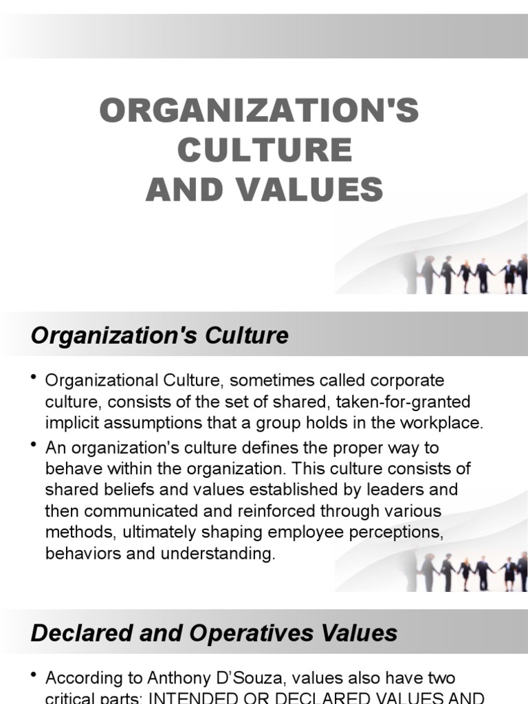Understanding Organizational Culture & Values | PDF | Value (Ethics ...