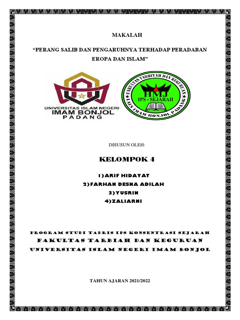 Perang Salib Dan Pengaruhnya Terhadap Peradaban Eropa Dan Islam 1 Dikonversi Pdf