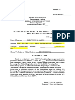 Notice of Availment of The Substituted Filing of Percentage Tax Return