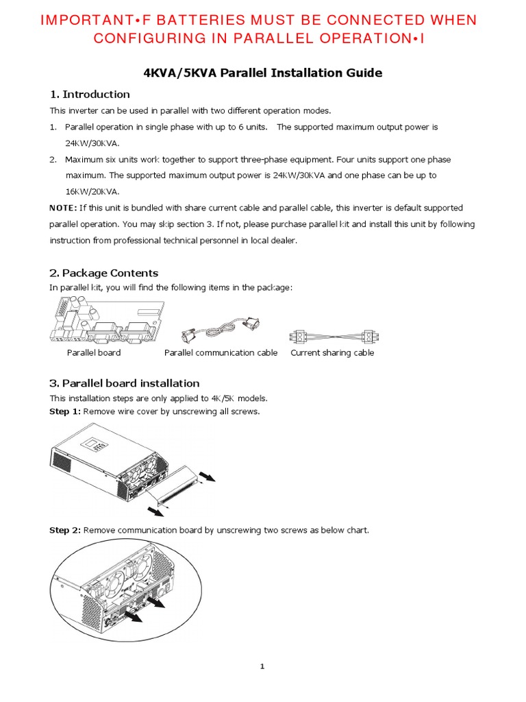 4KVA/5KVA Parallel Installation Guide | PDF | Power Inverter ...