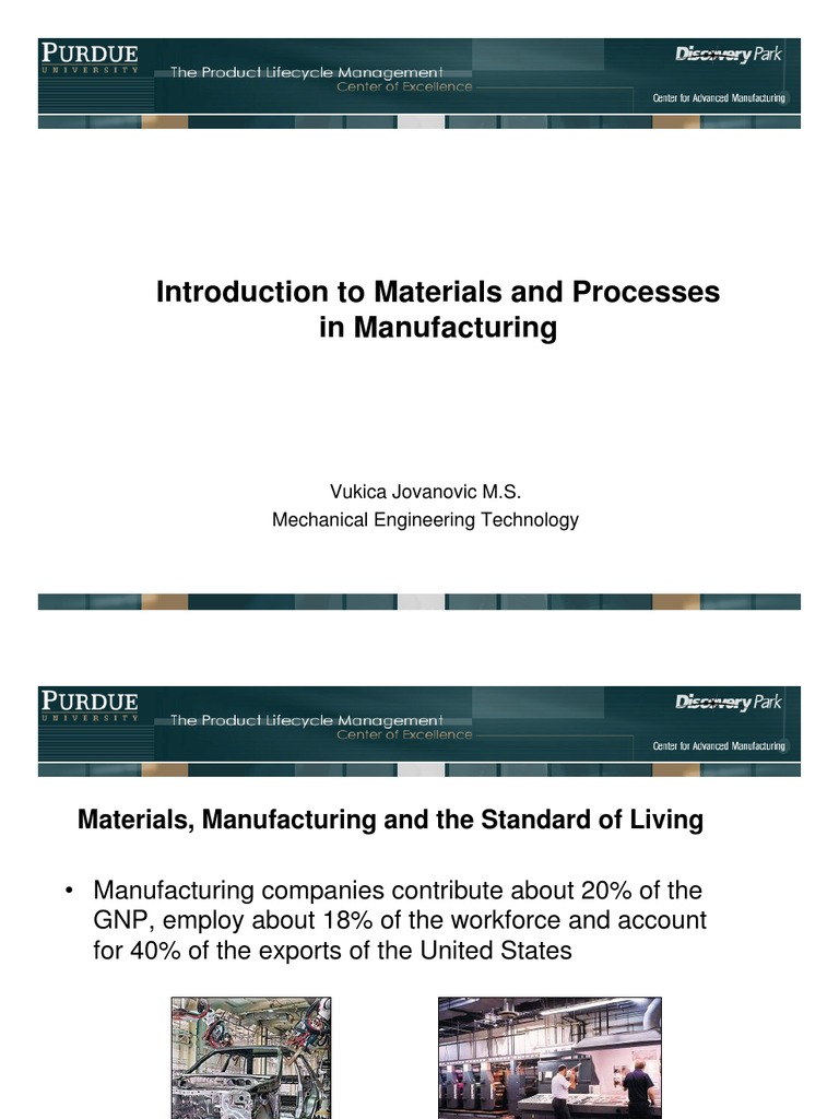 Introduction To Materials and Processes in Manufacturing Vukica
