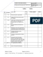 Department: Auditor: Auditee:: Date: Shift &time: Sr. No Audit Point Yes / No Evidence Sighted Status