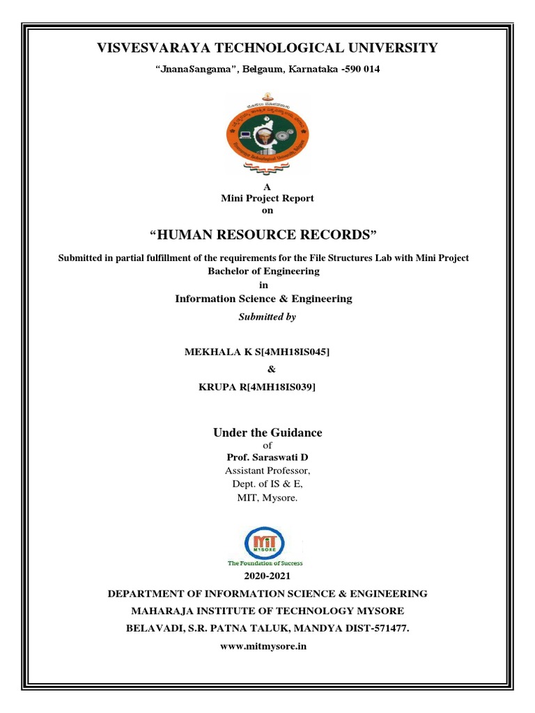 HR Records Mini Project Report | PDF | Software Testing | Database Index