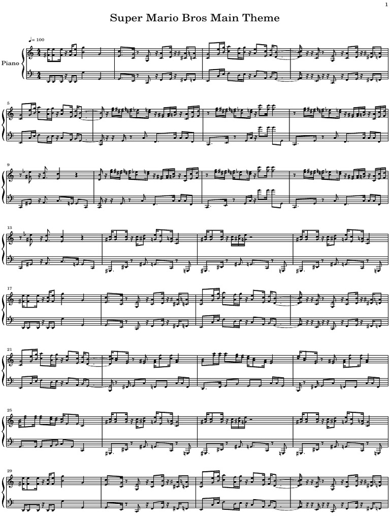 Super Mario Bros Main Theme PDF