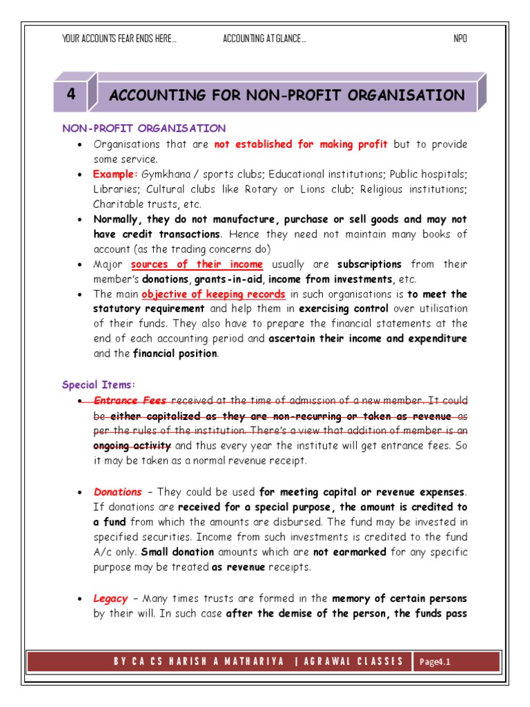 Accounting for Non-Profit Organizations | PDF | Debits And Credits ...