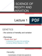 The Science of Heredity and Variation Lecture 1