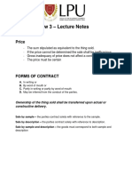 Law 3 - Lecture Notes: Price