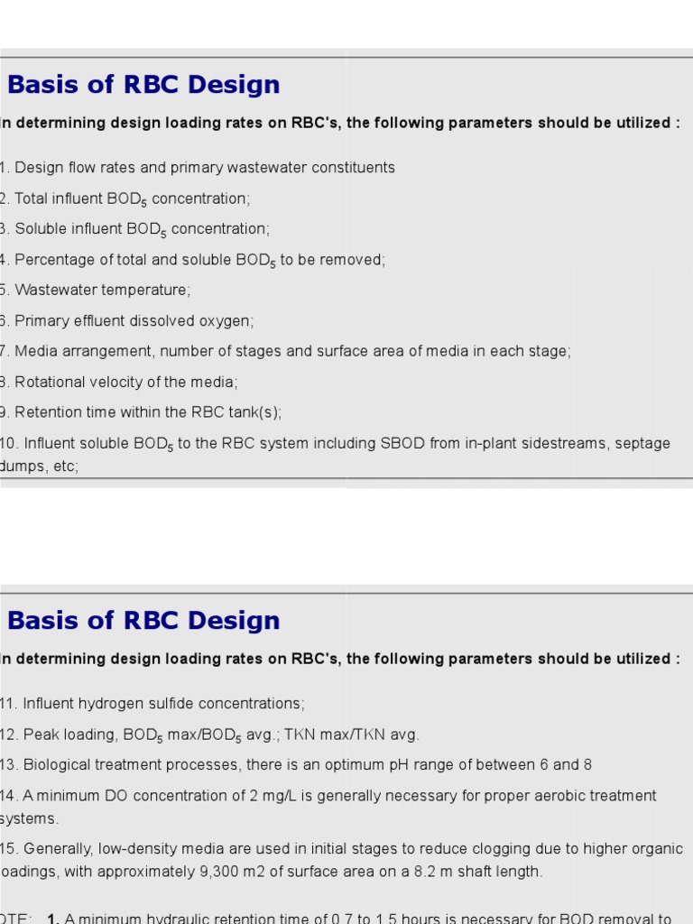Basis of RBC Design | PDF | Sewage Treatment | Chemistry