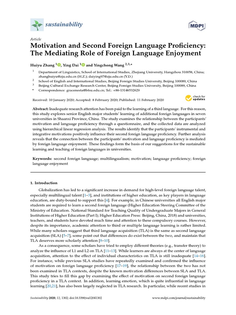 Motivation and Second Foreign Language Proficiency (Article) | PDF ...