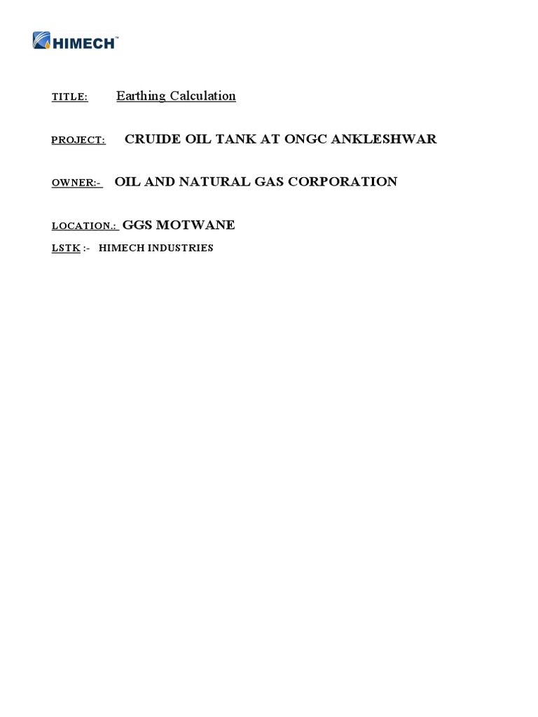 Earthing Calculation for Oil Tank | PDF | Electrical Resistance And ...