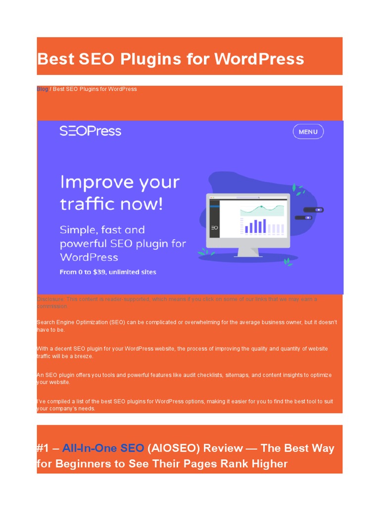 Top WordPress SEO Plugins Reviewed | PDF | Search Engine Optimization ...
