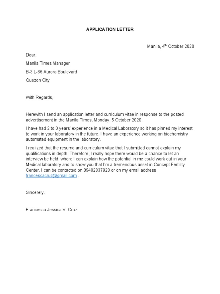 Application Letter & Resume | PDF