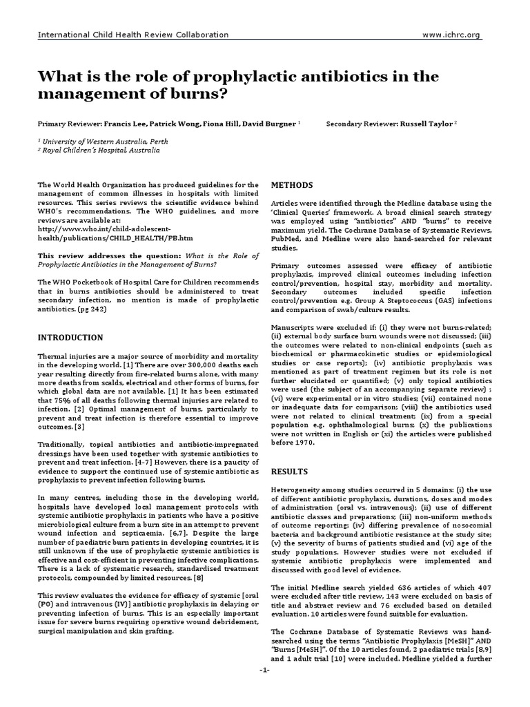 Antibiotic Burns PDF Preventive Healthcare Burn