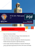 ET ZC 424 - Plant Layout and Design - L1: BITS Pilani