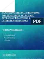 Examining Digital Interviews For Personnel Selection: Applicant Reactions & Interviewer Ratings