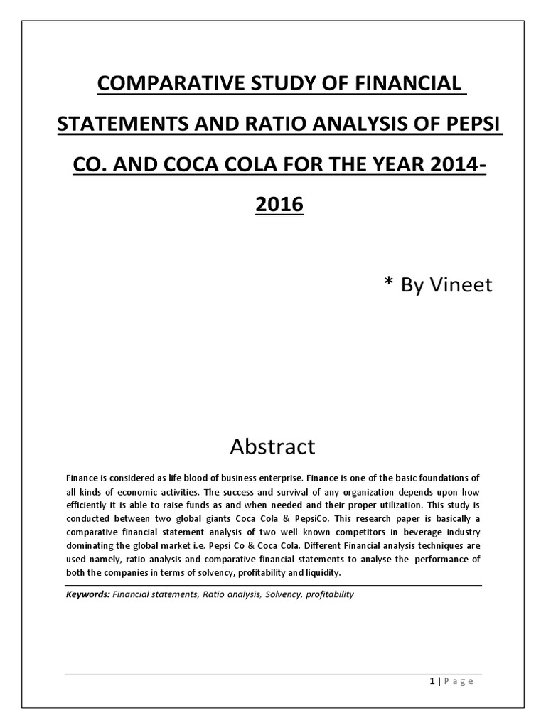 Financial Ratio Analysis: Pepsi vs Coke | PDF | The Coca Cola Company ...