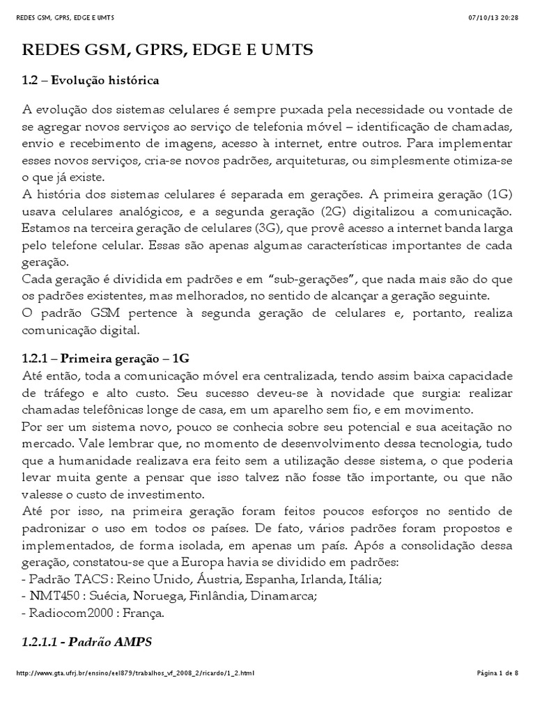 Redes GSM, GPRS, Edge e Umts4 PDF Celulares 3G