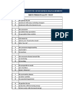 Pune Institute of Business Management: Mbti Personality Test