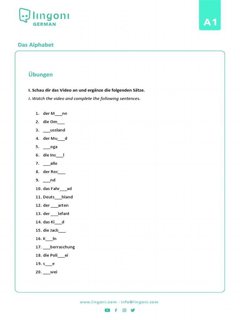 Lesson 3 Das Alphabet A1 | PDF