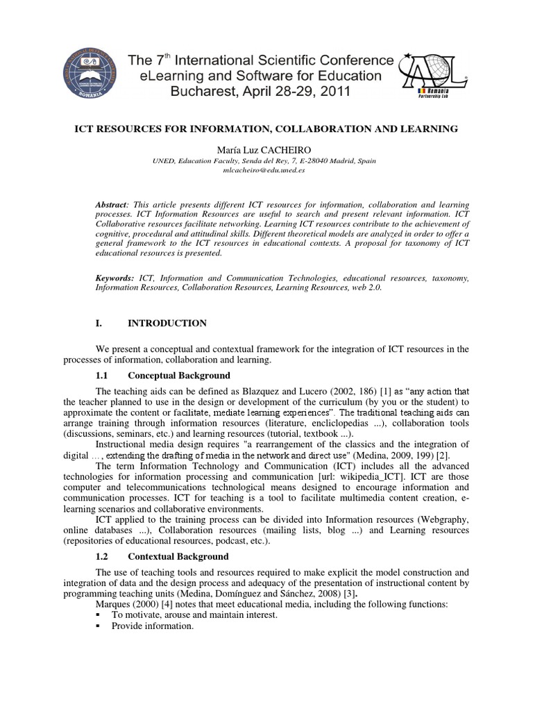 Ict Resources For Information, Collaboration and Learning | PDF ...