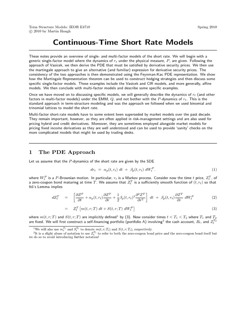 Bond Pricing PDE in Affine Models | PDF | Option (Finance ...