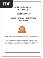 Java Programming (R17A0507) Lecture Notes B.Tech Ii Year - Ii Sem (R17) (2018-19)