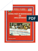 National Policy On Decentralization and Local Governance, 2011, 21 Pages