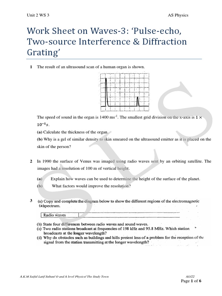 Waves: Pulse-Echo & Interference Analysis | PDF | Diffraction | Wavelength