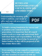 Duties and Responsibilities of Council Officers and Directors