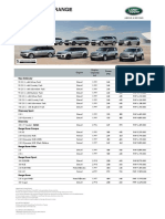 Land Rover Range Price Sheet: New Defender