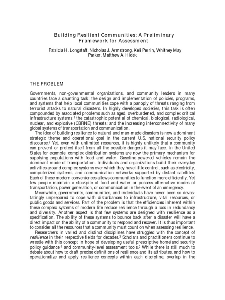Community Resilience Assessment Framework | PDF | Climate Resilience ...