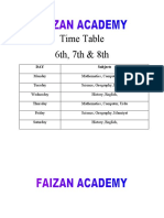Time Table 6th, 7th & 8th: DAY Subjects